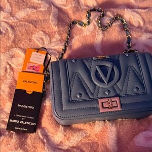 Valentino Blue Crossbody Bag with Chain Strap